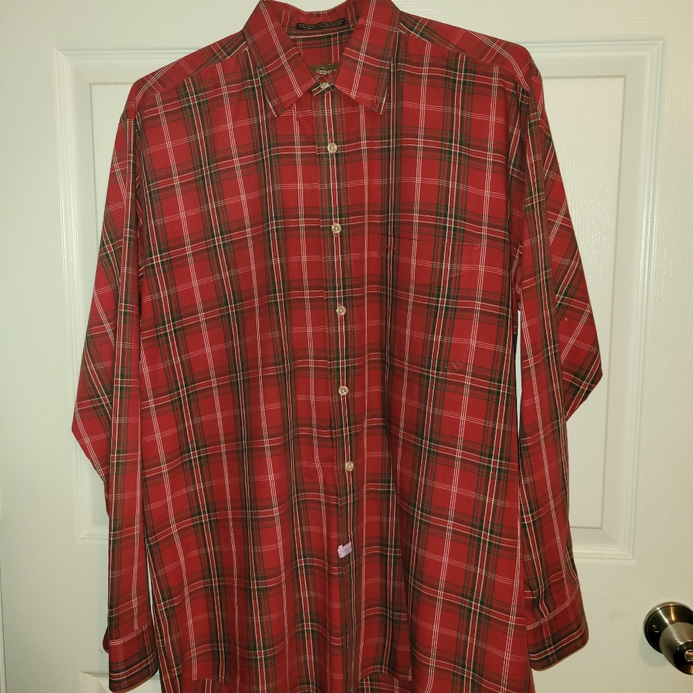 Siegfried Plaid Button Down Men's Dress Shirt - Medium (Red)